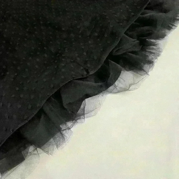 Vintage 90’s Betsy & Adam Halter Black Polka Dot  Tulle Midi Gothic Style Dress - Picture 4 of 9